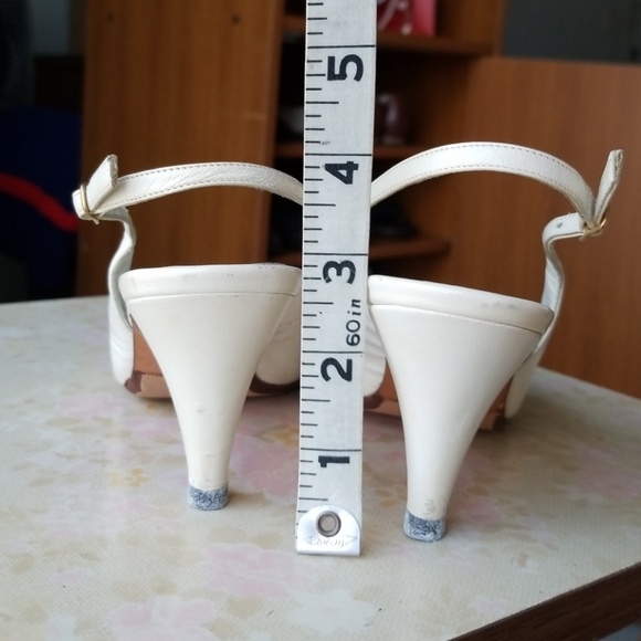 White Leather Jarolini Slingbacks - Picture 4 of 5